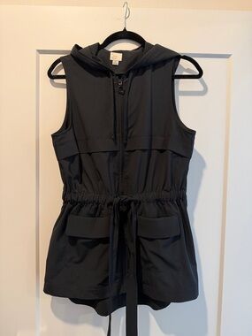 a new day Black Sleeveless Hooded Drawstring Vest